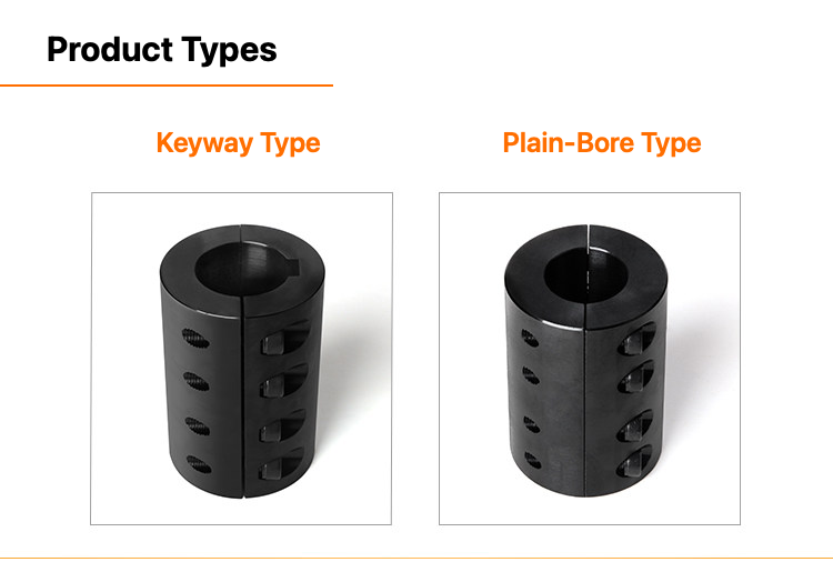 Keyway and plain-bore JQ split rigid shaft coupling types