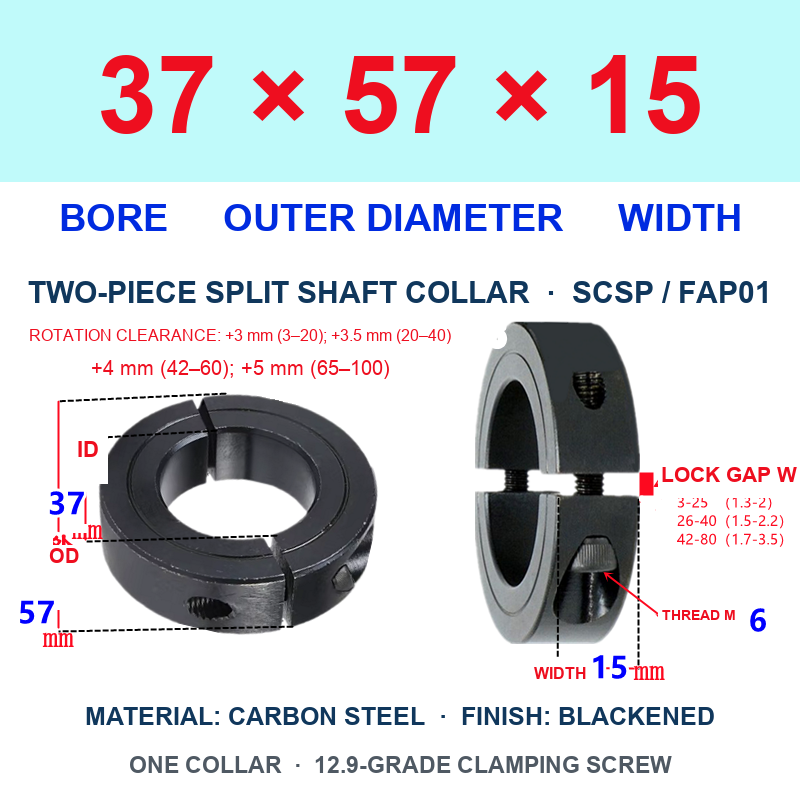BOLTTE Carbon Steel Two-Piece Split Shaft Collars - 3-200 mm Bore-BOLTTE