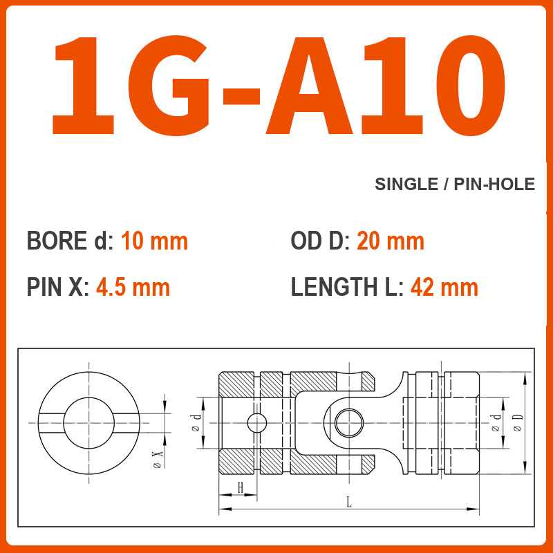 BOLTTE 1G-A10 40Cr universal joint coupling dimension drawing