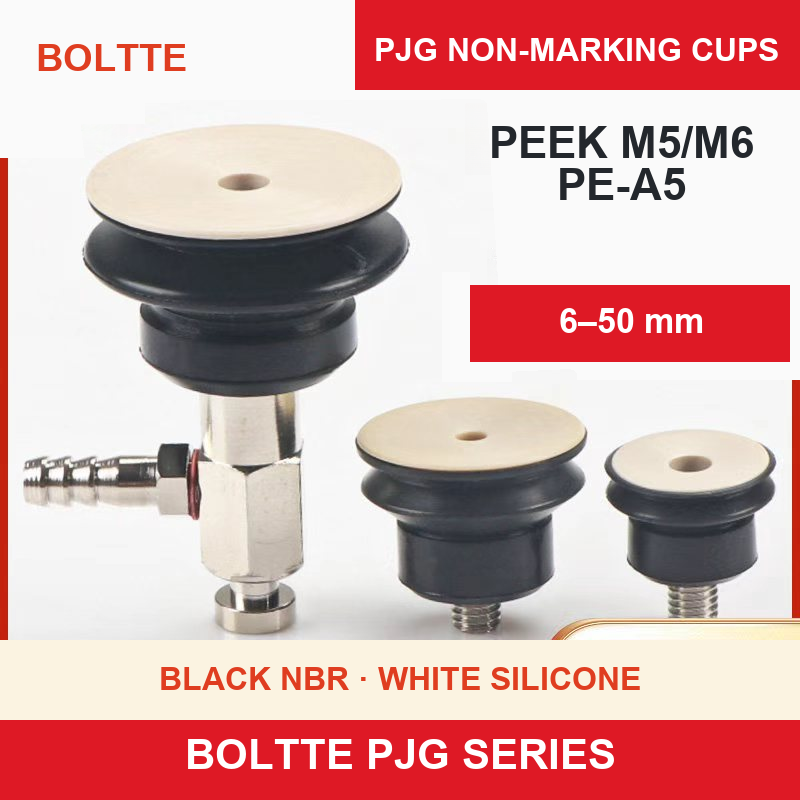 PJG PEEK M5 M6 and PE-A5 vacuum cup options