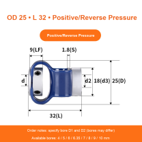 BOLTTE GB-D25-L32-PRP aluminum flexible shaft coupling technical drawing