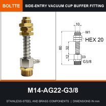 BOLTTE M14-AG22-G3/8 side-entry rotary vacuum cup buffer fitting