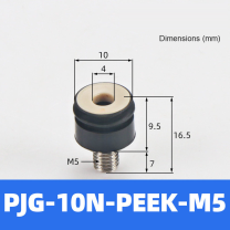 BOLTTE PJG-10N-PEEK-M5 non-marking vacuum suction cup with black nbr rubber and PEEK-M5 fitting