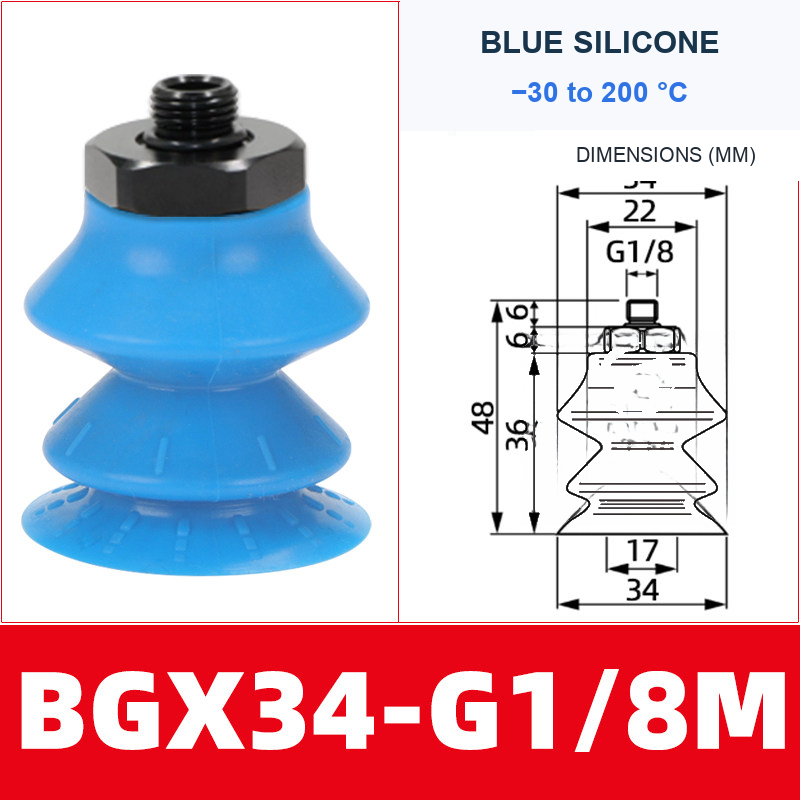 BOLTTE BGX34-G1/8M silicone vacuum cup with dimensions