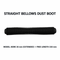 Straight rubber bellows dust boot, Bore 30 mm Extended × Free Length 330 mm