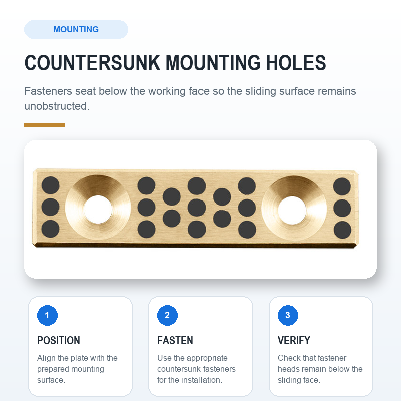 Countersunk mounting holes for a low-profile installation