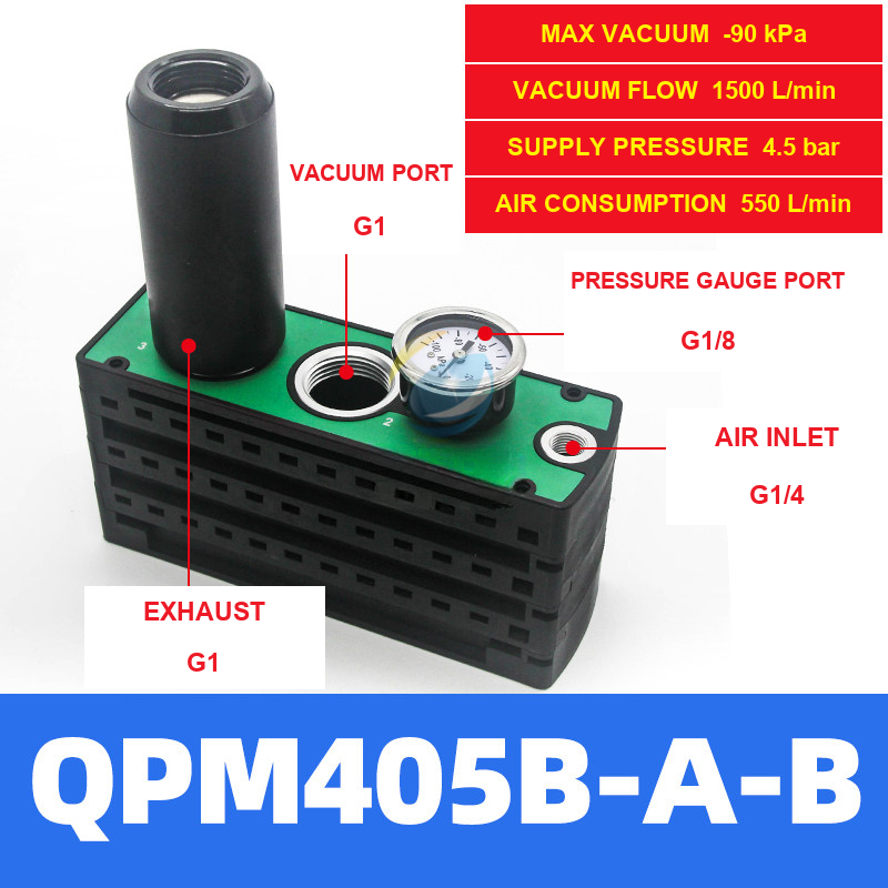 QPM405B-A-B multi-stage vacuum generator, 1500 L/min