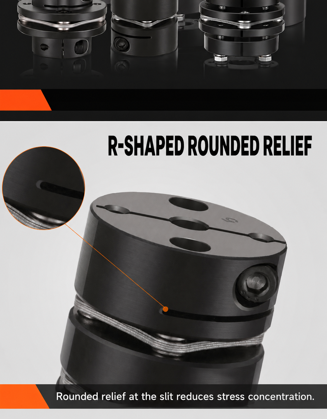 Rounded slit relief reduces stress concentration