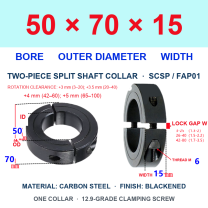 BOLTTE Carbon Steel Two-Piece Split Shaft Collars - 3-200 mm Bore-BOLTTE