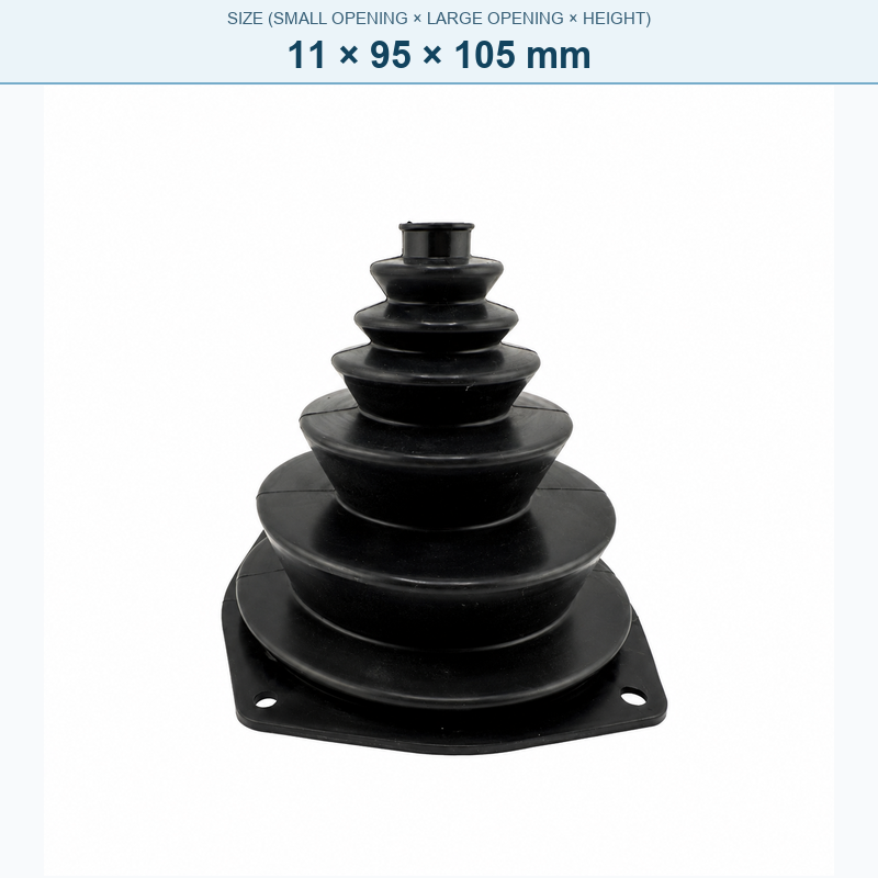 Pagoda-style rubber bellows dust boot, 11 × 95 × 105 mm