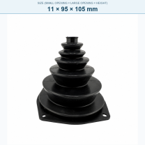 Pagoda-style rubber bellows dust boot, 11 × 95 × 105 mm