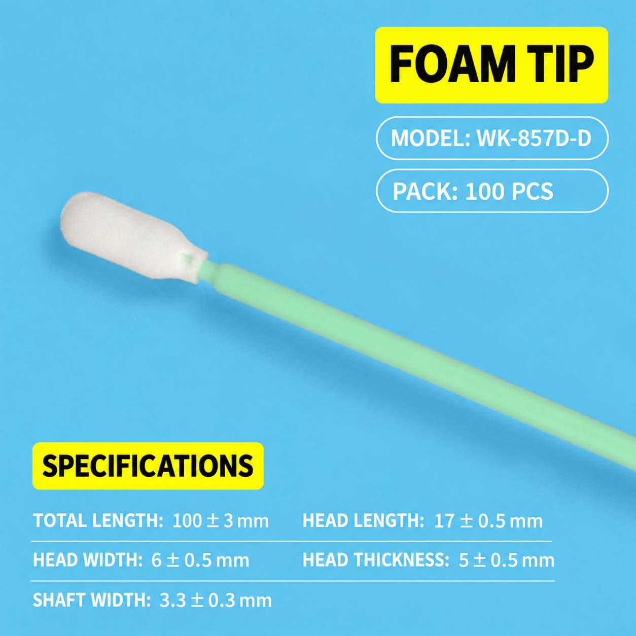 BOLTTE industrial cleaning swab WK-857D-D – Foam Tip – 100 pcs