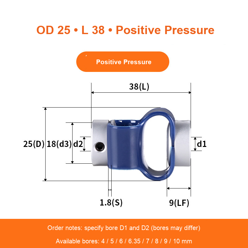 BOLTTE GB-D25-L38-PP aluminum flexible shaft coupling technical drawing