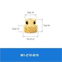 BOLTTE M1-Z15-B10 brass crossed helical gear technical drawing
