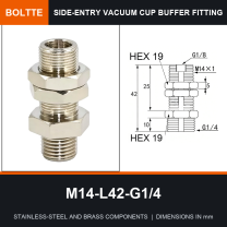 BOLTTE M14-L42-G1/4 side-entry rotary vacuum cup buffer fitting