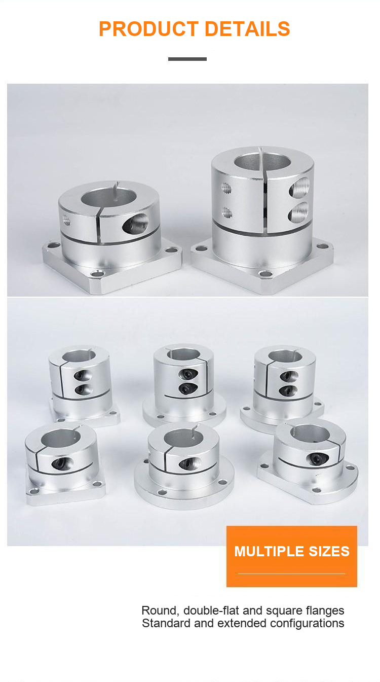 Aluminum shaft supports in round, double-flat and square flange configurations