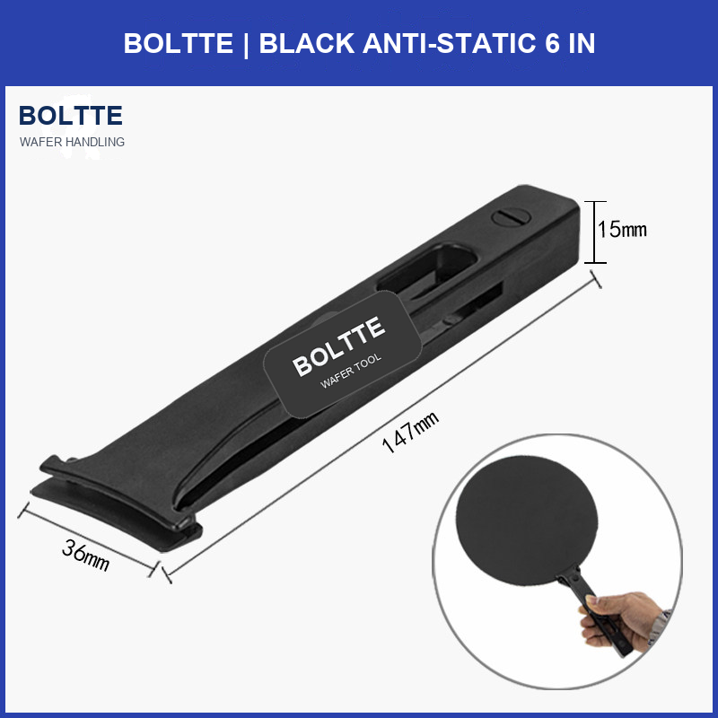 BOLTTE black anti-static 6 in wafer handling tweezers