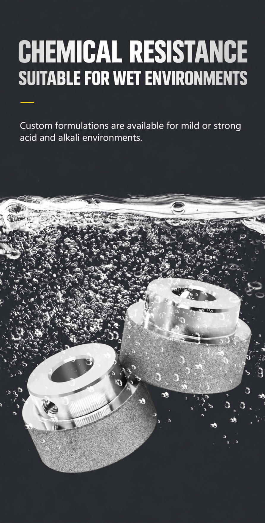 Chemical-resistant coated rollers suitable for wet industrial environments