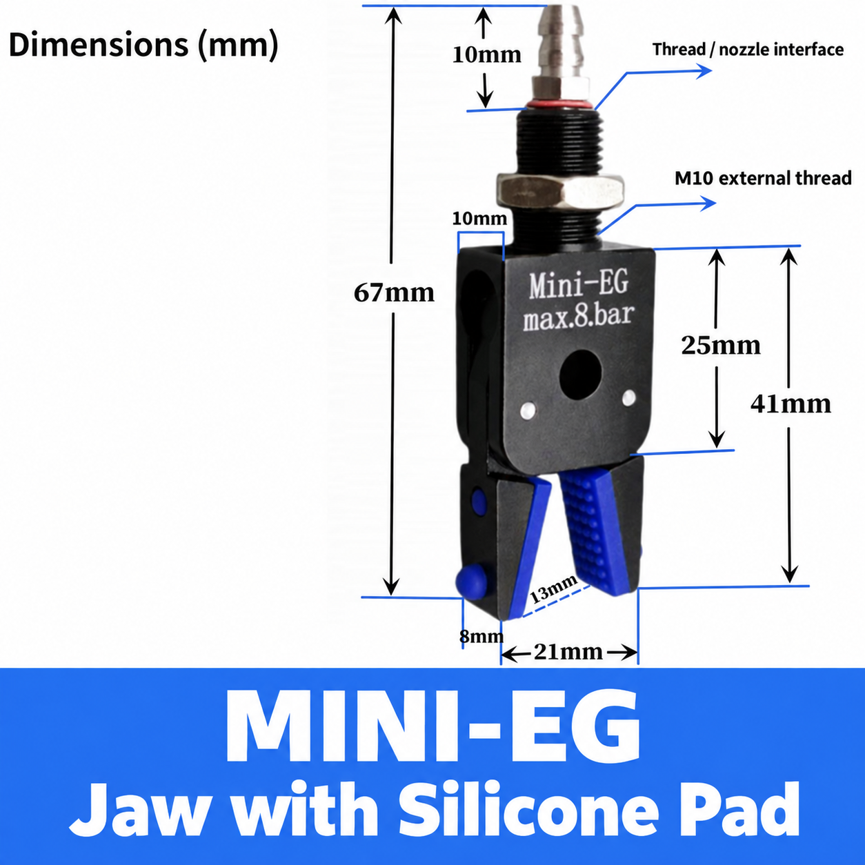 Mini pneumatic gripper or replacement jaw, MINI-EG Jaw with Silicone Pad