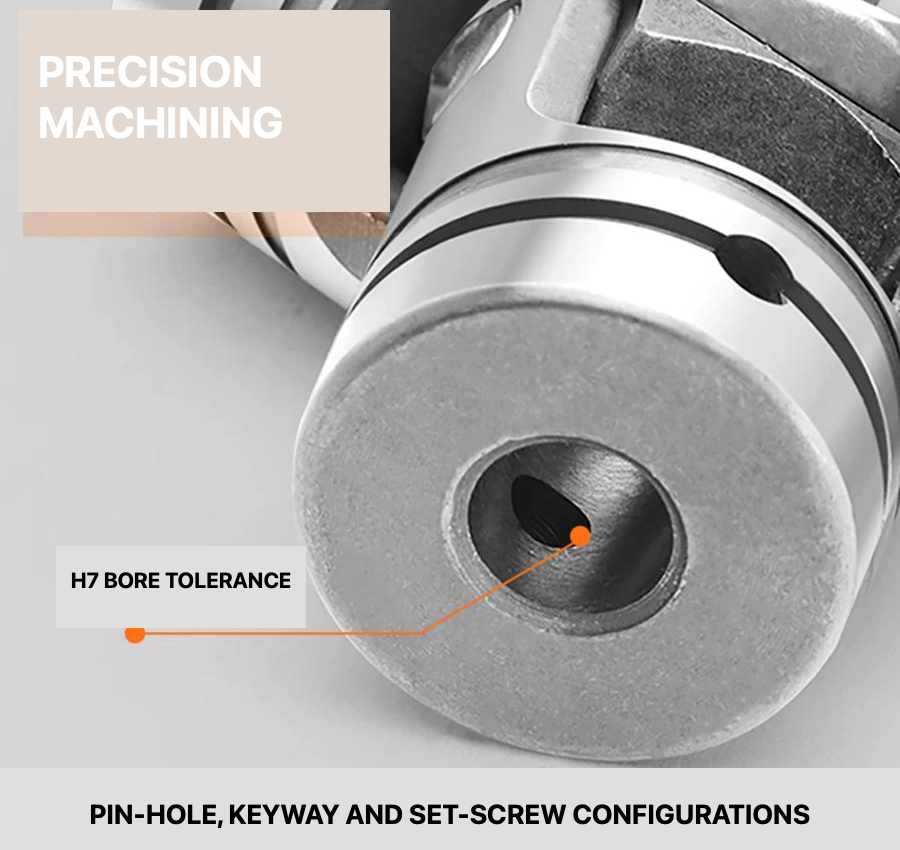 Precision machining H7 bore and interface configuration details