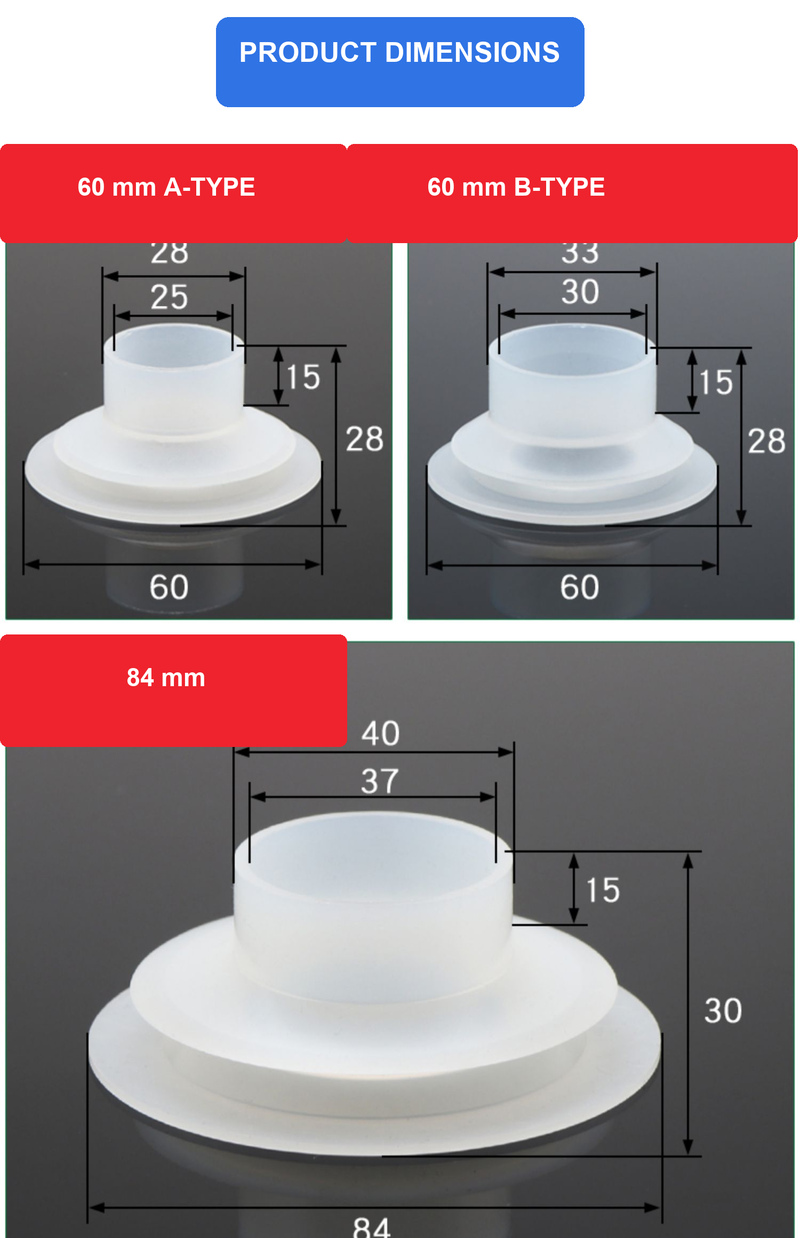 BOLTTE 60 mm A-type, 60 mm B-type and 84 mm product dimensions