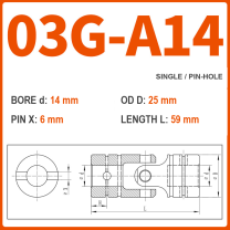BOLTTE 03G-A14 40Cr universal joint coupling dimension drawing