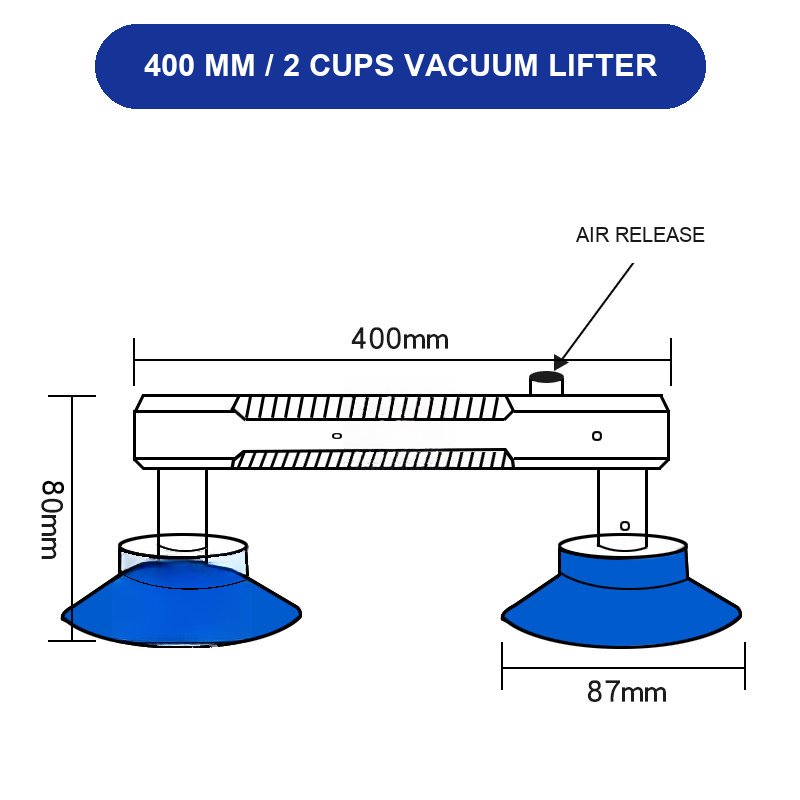 BOLTTE 400 mm / 2 Cups LCD screen and glass vacuum lifting accessory
