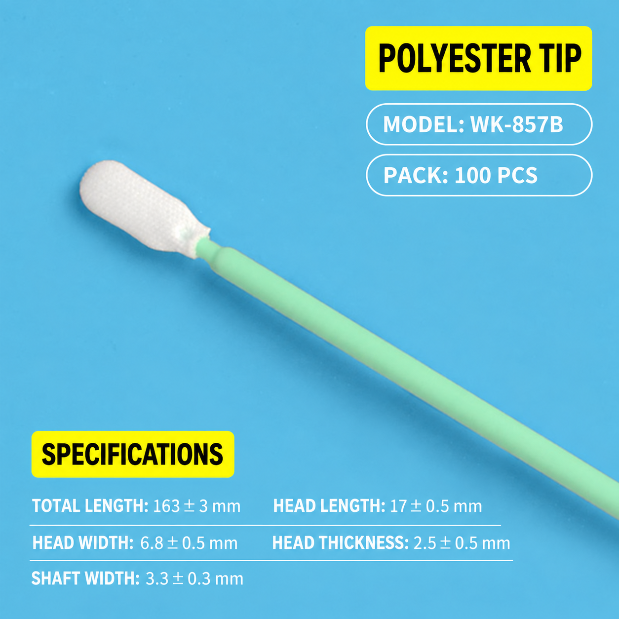 BOLTTE industrial cleaning swab WK-857B – Polyester Tip – 100 pcs