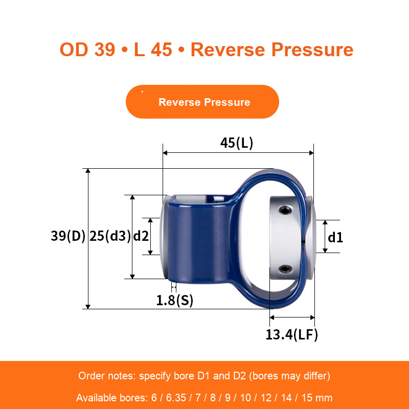 BOLTTE GB-D39-L45-RP aluminum flexible shaft coupling technical drawing