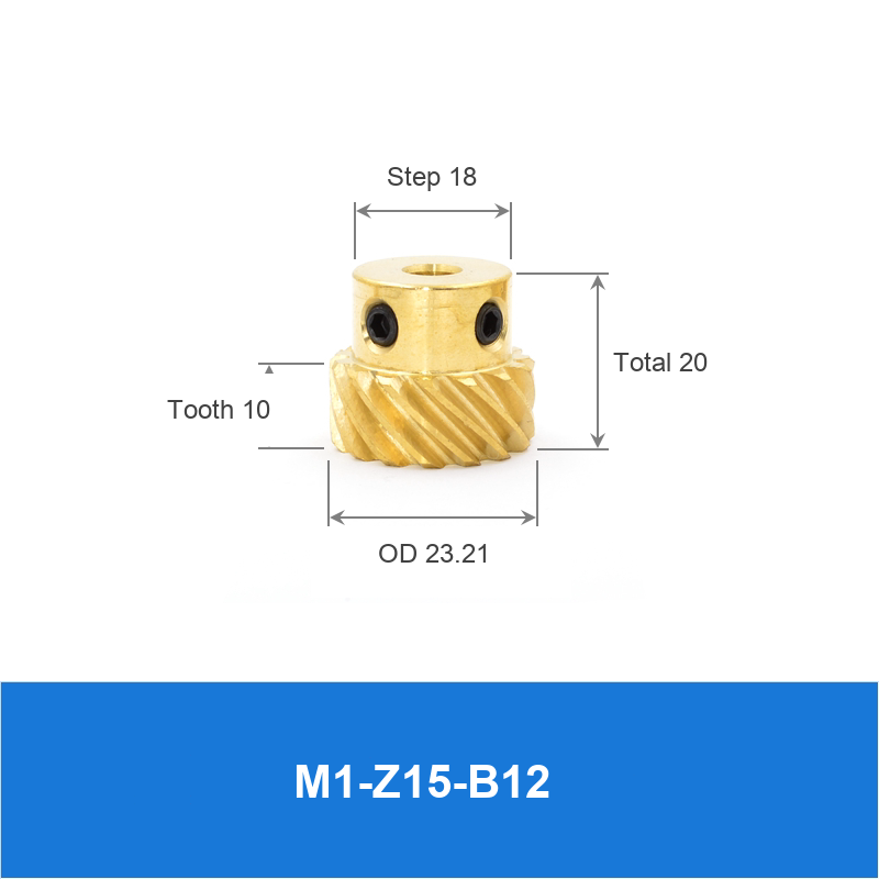 BOLTTE M1-Z15-B12 brass crossed helical gear technical drawing