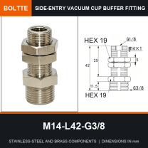 BOLTTE M14-L42-G3/8 side-entry rotary vacuum cup buffer fitting