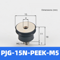 BOLTTE PJG-15N-PEEK-M5 non-marking vacuum suction cup with black nbr rubber and PEEK-M5 fitting