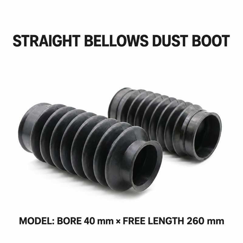 Straight rubber bellows dust boot, Bore 40 mm × Free Length 260 mm