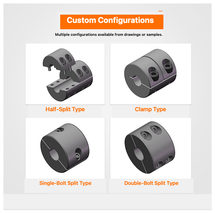 Custom split rigid shaft coupling configurations