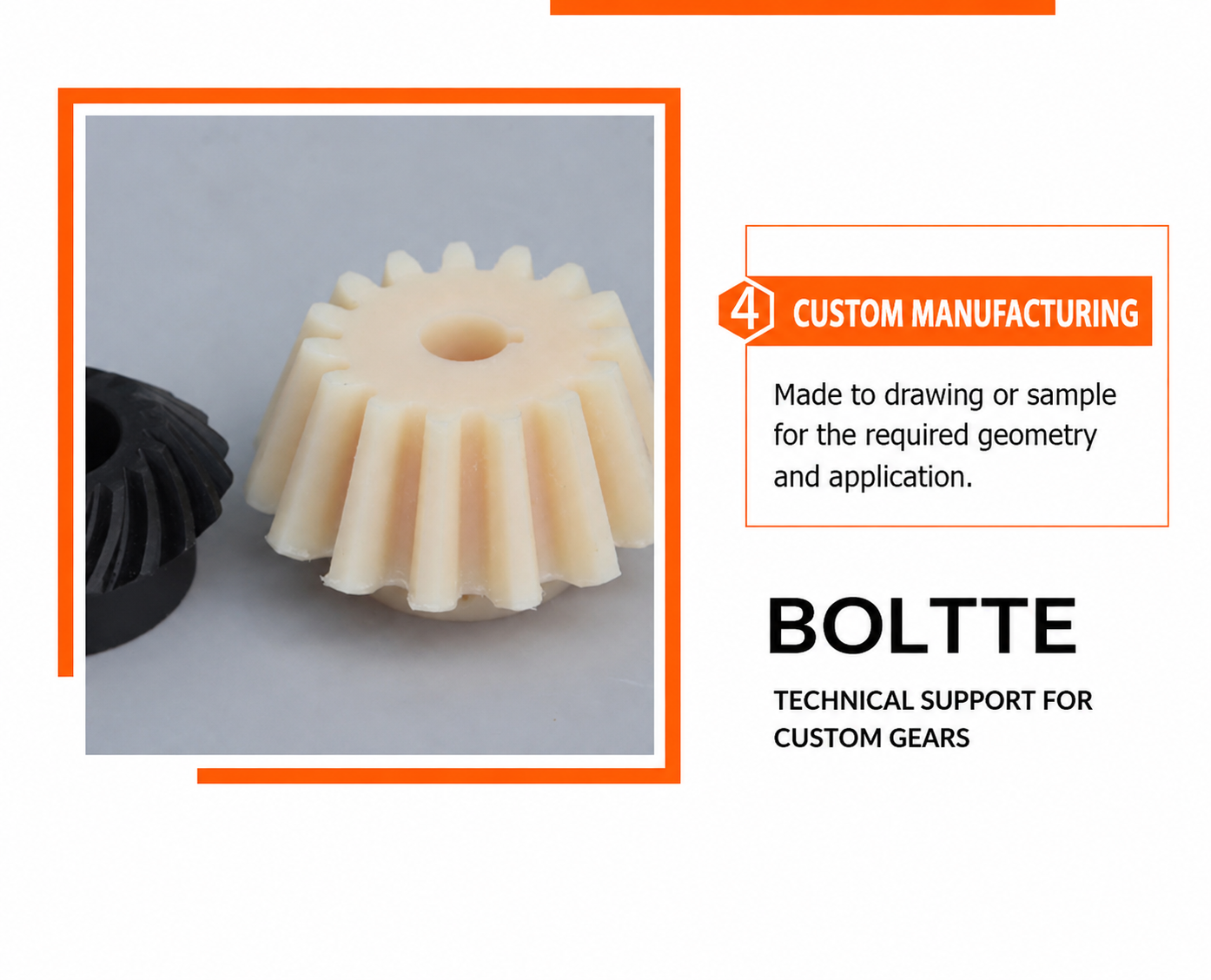 Custom manufacturing for nylon bevel gears