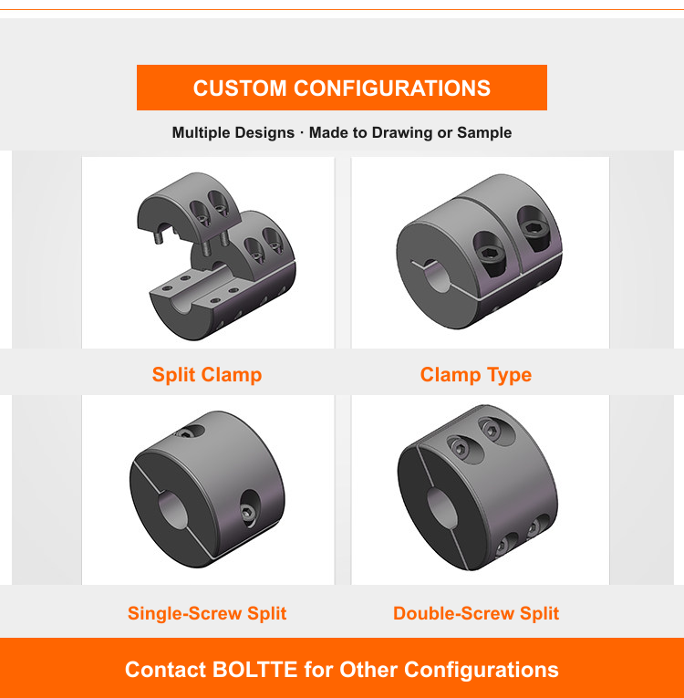 Clamp rigid shaft coupling custom options