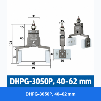 DHPG or DHRG 3050 mini pneumatic gripper, DHPG-3050P, 40–62 mm