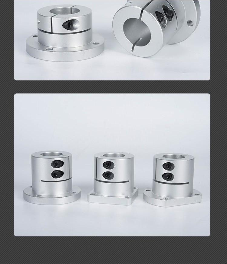 Original shaft support product views showing bore, split clamp and mounting flanges