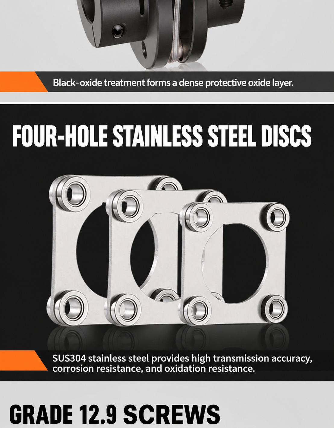 SUS304 four-hole discs and grade 12.9 screws