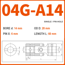 BOLTTE 04G-A14 40Cr universal joint coupling dimension drawing