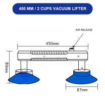 BOLTTE 450 mm / 2 Cups LCD screen and glass vacuum lifting accessory