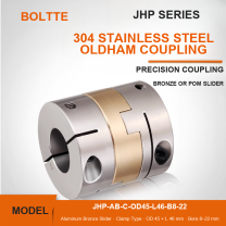 BOLTTE JHP-AB-C-OD45-L46-B8-22 304 stainless steel Oldham coupling with aluminum bronze slider, clamp type