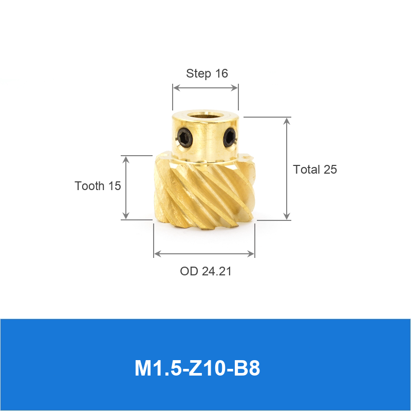 BOLTTE M1.5-Z10-B8 brass crossed helical gear technical drawing