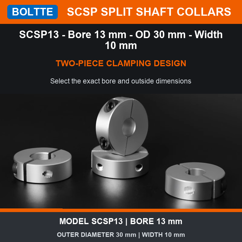 BOLTTE SCSP13 two-piece split shaft collar 13 mm bore 30 mm outer diameter 10 mm width