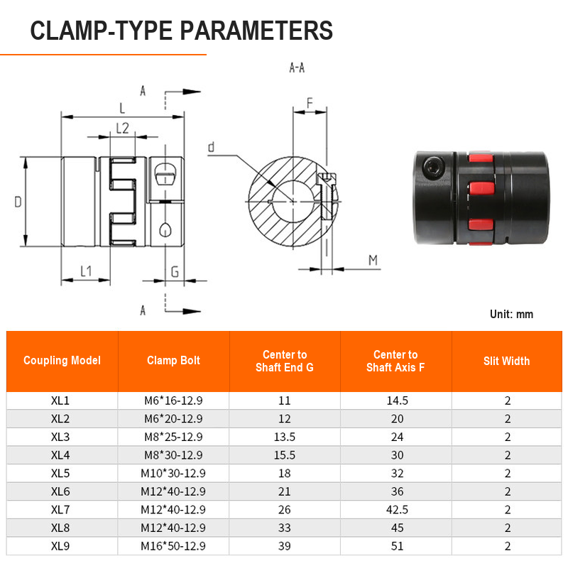 BOLTTE XL star jaw coupling clamp-type parameters