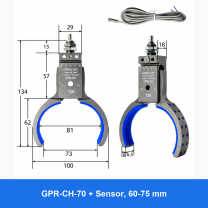 Pneumatic bottle-preform gripper, GPR-CH-70 + Sensor, 60-75 mm