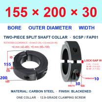 BOLTTE Carbon Steel Two-Piece Split Shaft Collars - 3-200 mm Bore-BOLTTE