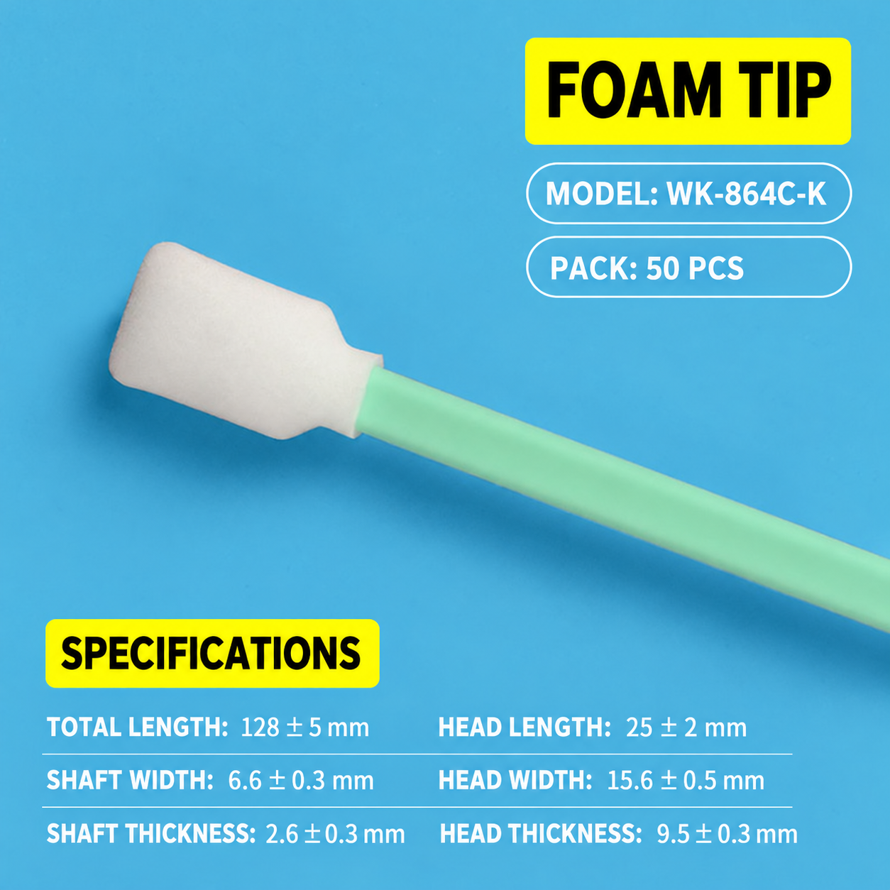 BOLTTE industrial cleaning swab WK-864C-K – Foam Tip – 50 pcs