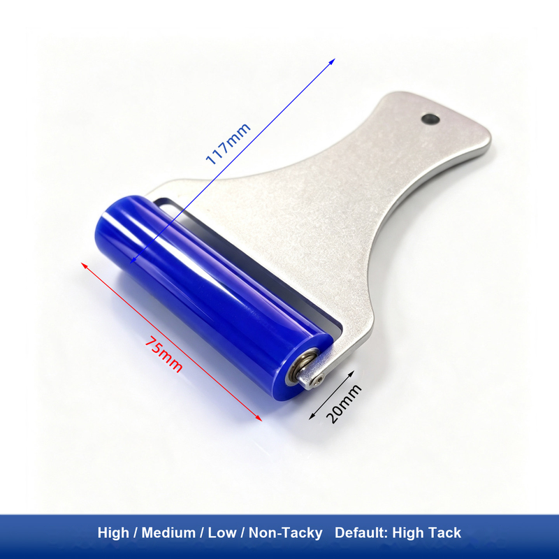3 in (75 mm) Aluminum Plate Handle · Metal Bearing for silicone tacky roller and dust-removal system