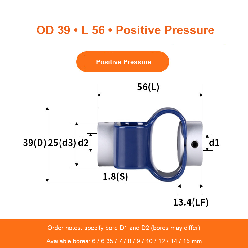 BOLTTE GB-D39-L56-PP aluminum flexible shaft coupling technical drawing
